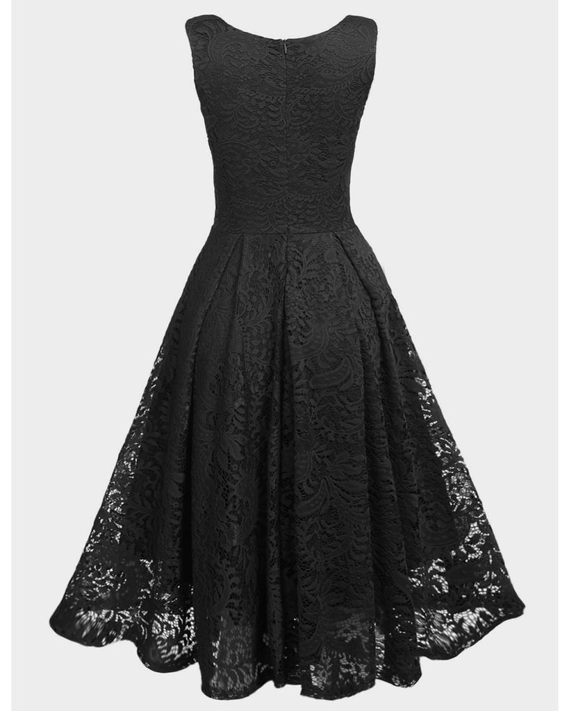 Rot 1950ER SPITZE BLUMEN SWING KLEID