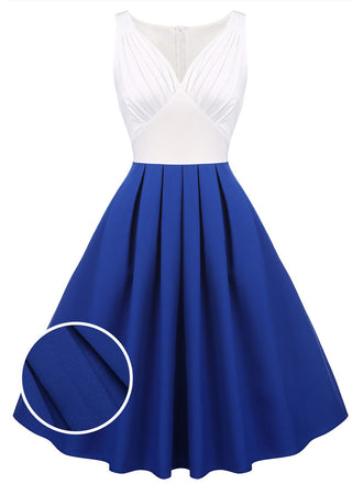 1950ER ÄRMMELLOS PATCHWORK V-AUSSCHNITT KLEID