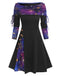 1950er Plaid Patchwork Schnürschuh Schulterfrei Kleid