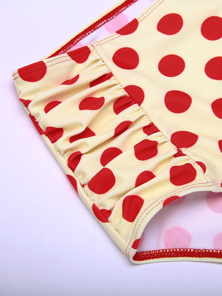 ROTE GEPUNKTE HALFTER-BIKINI-SET