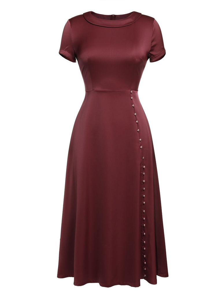 EINFARBIGES DARLENE-KLEID MIT PERLENKNÖPFEN