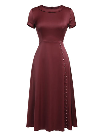 EINFARBIGES DARLENE-KLEID MIT PERLENKNÖPFEN