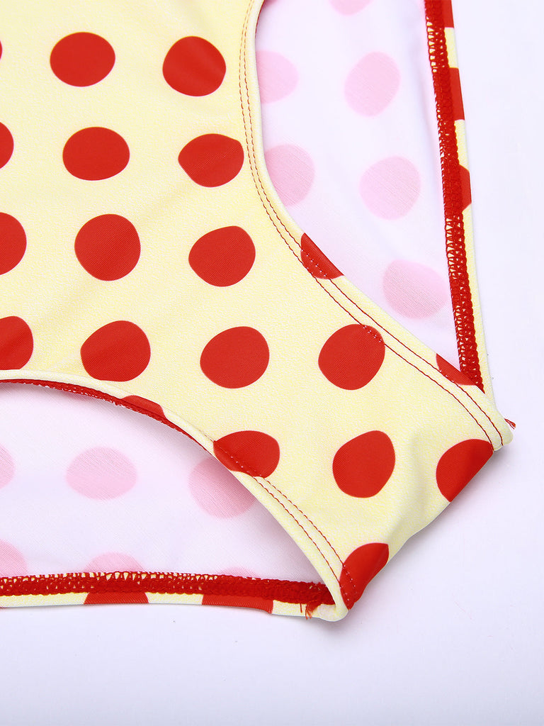 ROTE GEPUNKTE HALFTER-BIKINI-SET