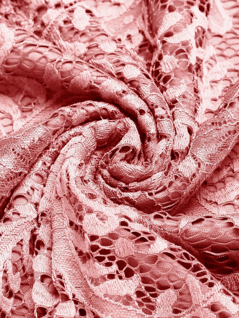 Rosa 1950ER SPITZE BLUMEN SWING KLEID