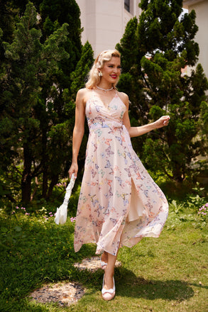 Hellrosa Schmetterlings Halter Kleid