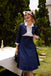 2PCS Marineblau 1950er Tupfen Patchwork Swing Kleid