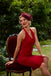 ROT VINTAGE NECKHOLDER BOW PENCIL KLEID