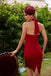 ROT VINTAGE NECKHOLDER BOW PENCIL KLEID