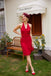ROT VINTAGE NECKHOLDER BOW PENCIL KLEID