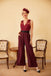 WEINROTER JUMPSUIT MIT GEPUNKTETEM GÜRTEL