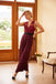 WEINROTER JUMPSUIT MIT GEPUNKTETEM GÜRTEL