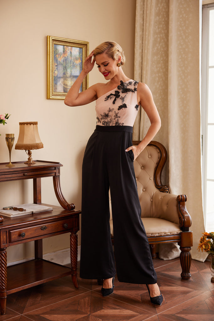 EIN-SCHULTER SPITZE SCHMETTERLINGS JUMPSUIT