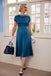 [Vorverkauf] BLAU VINTAGE KURZARM SWING KLEID