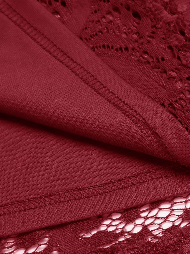 Rosa 1950ER SPITZE BLUMEN SWING KLEID