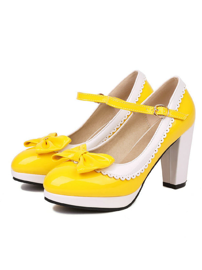 BOWKNOT CHUNKY HEELS MARY JANE SCHUHE