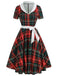 1950ER PLAID BOW KURZARM SWING KLEID
