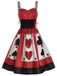 Rot 1950er Alice im Wunderland Herzkönigin Spaghettiträger Kleid