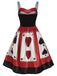 Rot 1950er Alice im Wunderland Herzkönigin Spaghettiträger Kleid
