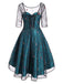 1950ER BLUMEN SPITZE KURZARM HILO KLEID