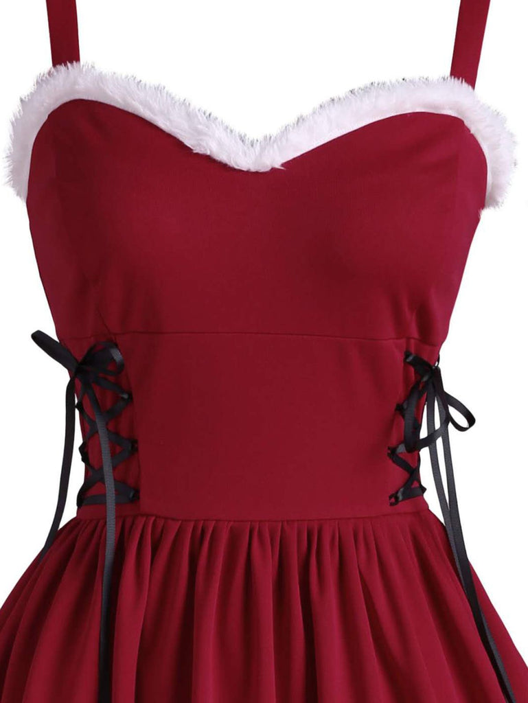 WEINROT 1950ER SPAGHETTI SWING KLEID