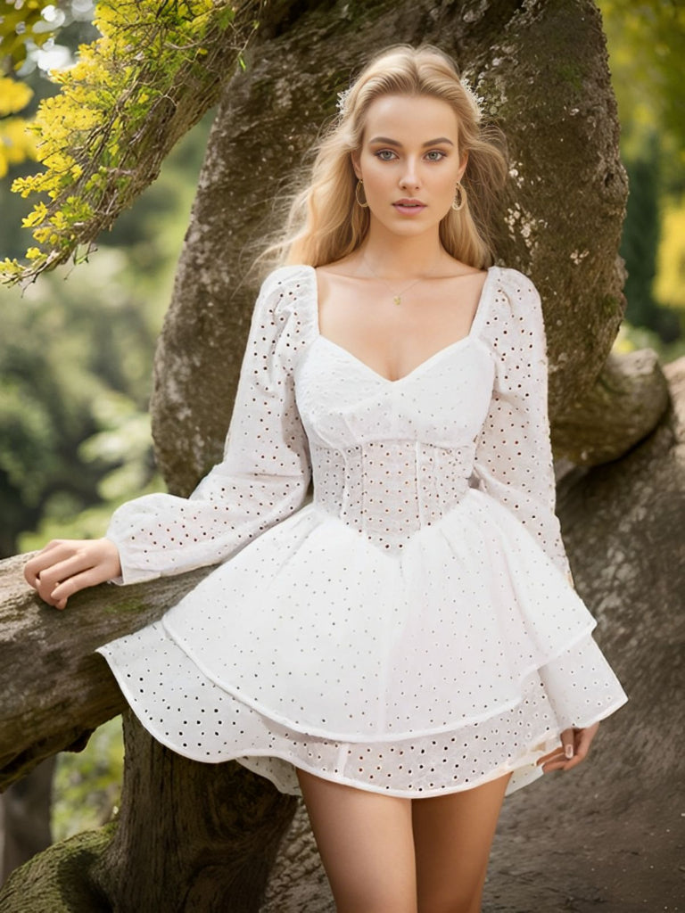 Schwarzes 1960er Kleid mit Puffärmeln