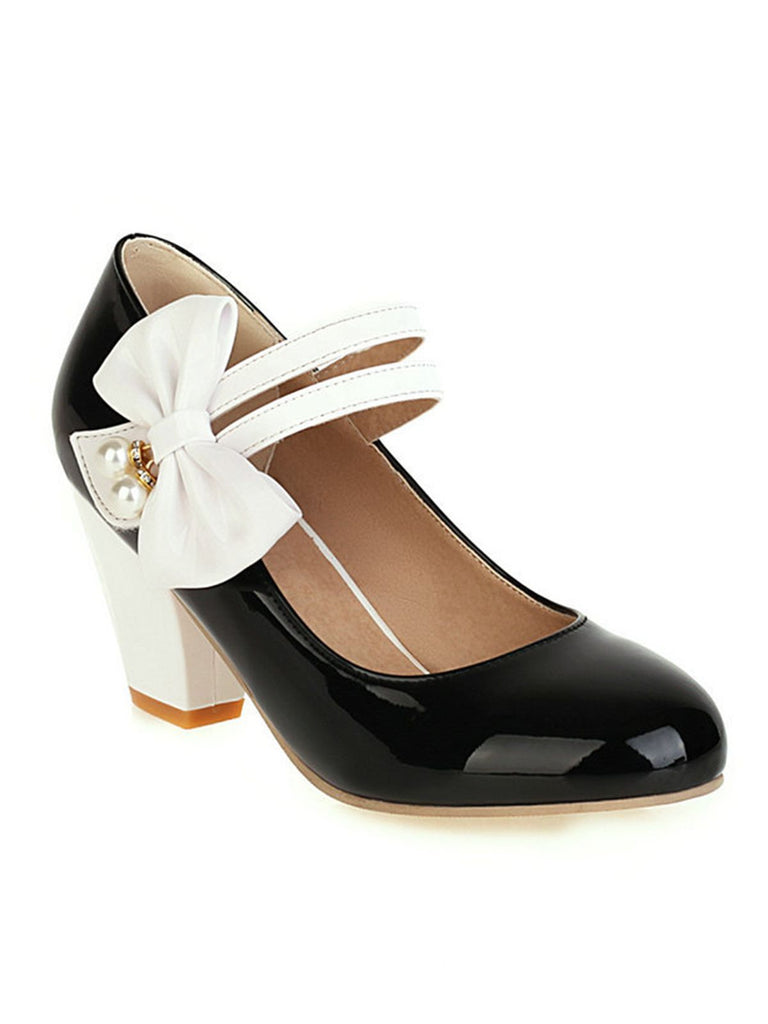 VINTAGE PATCHWORK BOW HOHE ABSATZ SCHUHE