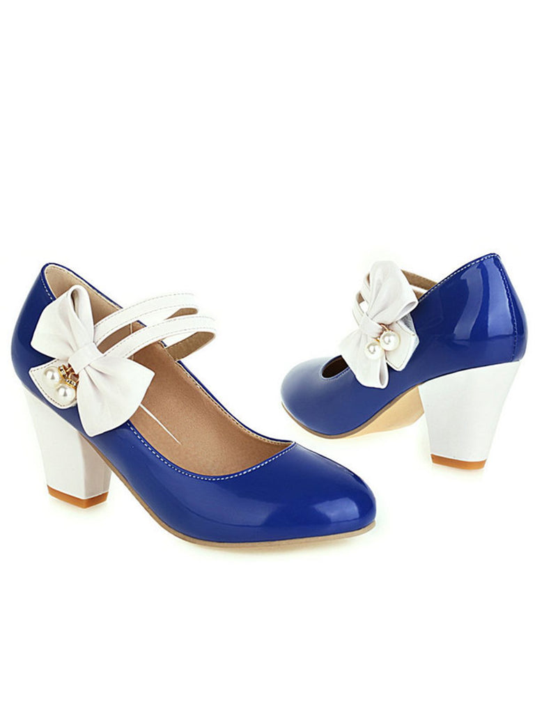 VINTAGE PATCHWORK BOW HOHE ABSATZ SCHUHE