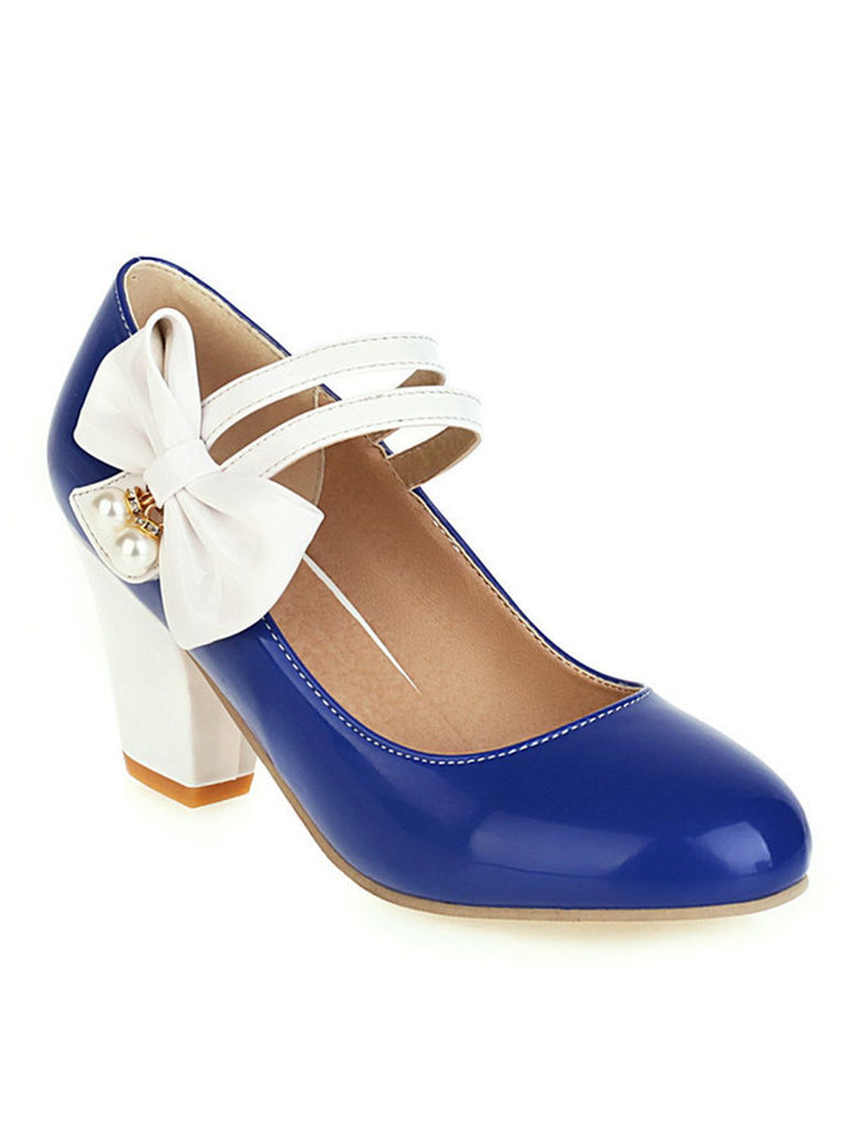 VINTAGE PATCHWORK BOW HOHE ABSATZ SCHUHE