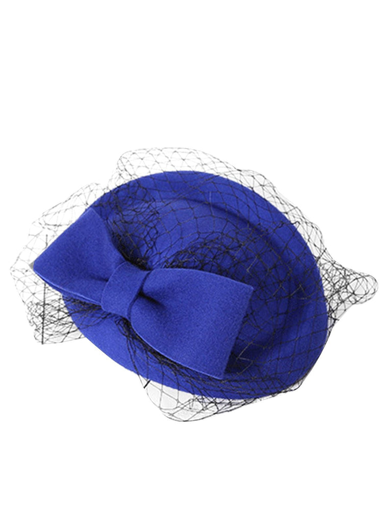 RETRO WOLLMÜTZE MIT SCHLEIFE AUS NETZSTOFF