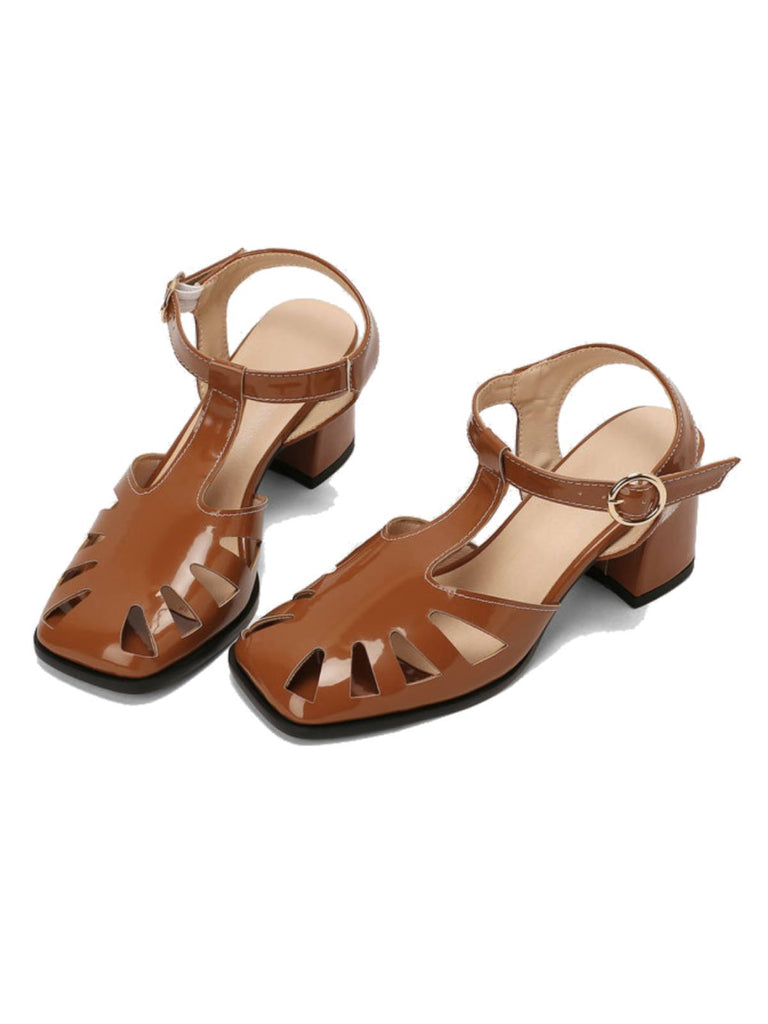 RETRO CUTOUT SANDALEN HIGH HEEL SCHUHE