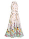 [Vorverkauf] Beiges 30er Vintage Maxikleid mit Blumen und Schmetterlingen