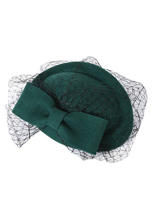 RETRO WOLLMÜTZE MIT SCHLEIFE AUS NETZSTOFF