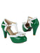 Marineblau Retro T-Gurt Bogen Hoher Absatz Schuhe
