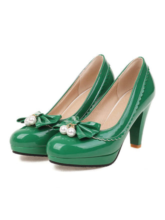 RETRO BOGEN-PERLEN-HOHE ABSÄTZE SCHUHE