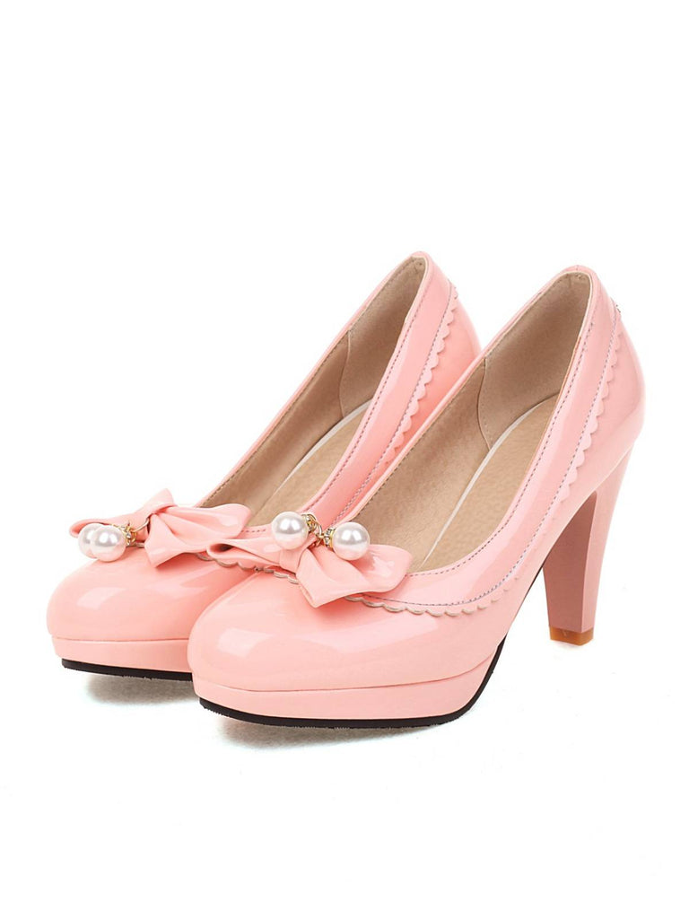 RETRO BOGEN-PERLEN-HOHE ABSÄTZE SCHUHE