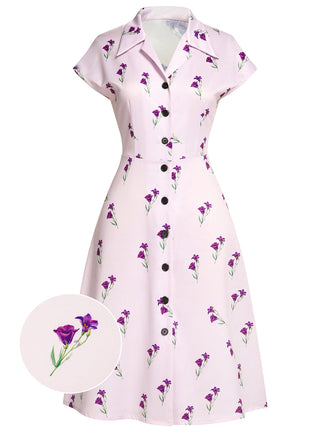 Lila 1940er Petunia Lapel Kleid-with-detail