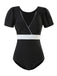 V-AUSSCHNIT PATCHWORK KURZARM BADEANZUG