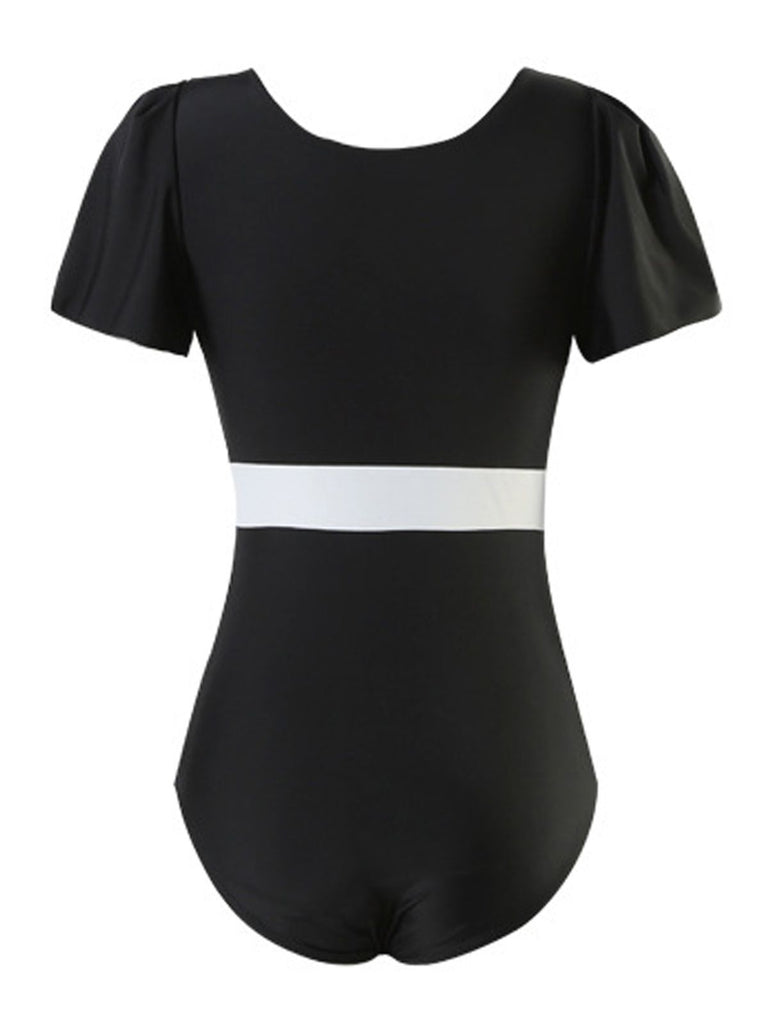 V-AUSSCHNIT PATCHWORK KURZARM BADEANZUG