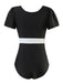 V-AUSSCHNIT PATCHWORK KURZARM BADEANZUG