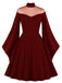 1950er Solide Gothic Hexen Vampir Engelsärmel Swing Kleid