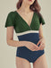 V-AUSSCHNIT PATCHWORK KURZARM BADEANZUG