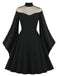 1950er Solide Gothic Hexen Vampir Engelsärmel Swing Kleid