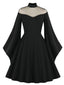 1950er Solide Gothic Hexen Vampir Engelsärmel Swing Kleid