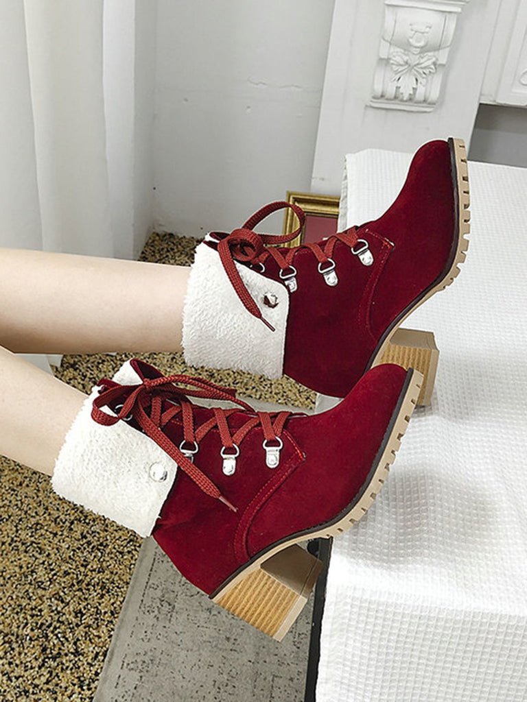 Weinrot Kurze Martin Britischen Stil Stiefel