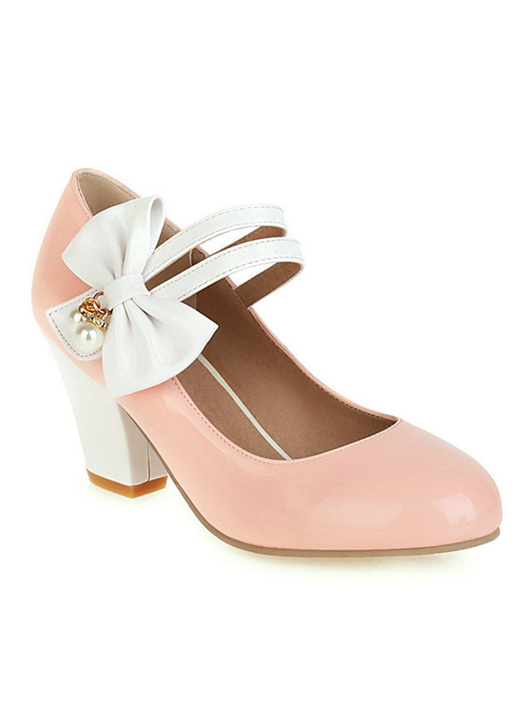 VINTAGE PATCHWORK BOW HOHE ABSATZ SCHUHE