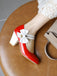 VINTAGE PATCHWORK BOW HOHE ABSATZ SCHUHE