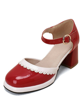 Rot RETRO KNÖCHELRIEMEN HIGH HEELS SCHUHE