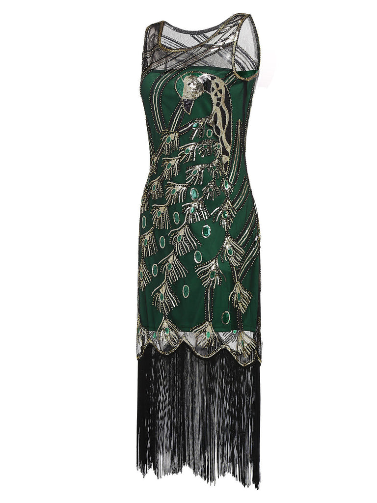 1920ER SCHWARZ PAILLETTEN PERLEN FRANSEN KLEID