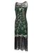 1920ER SCHWARZ PAILLETTEN PERLEN FRANSEN KLEID