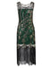 1920ER SCHWARZ PAILLETTEN PERLEN FRANSEN KLEID